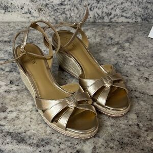 J. Crew Metallic Gold Wedge Sandals